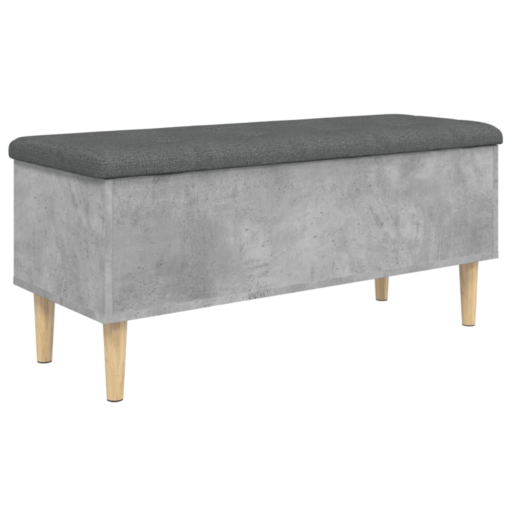 Banc de rangement gris béton 102x42x46 cm bois d'ingénierie