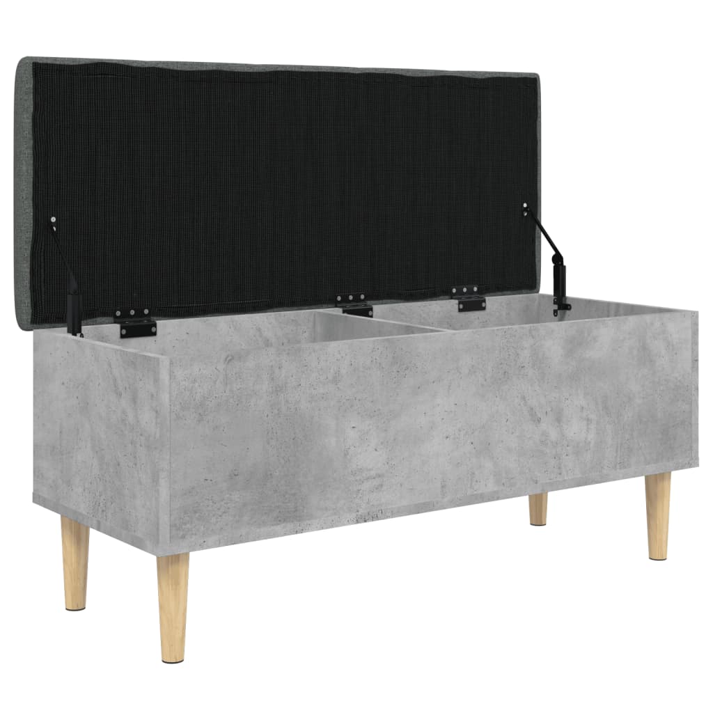 Concrete gray storage bench 102x42x46 cm engineered wood