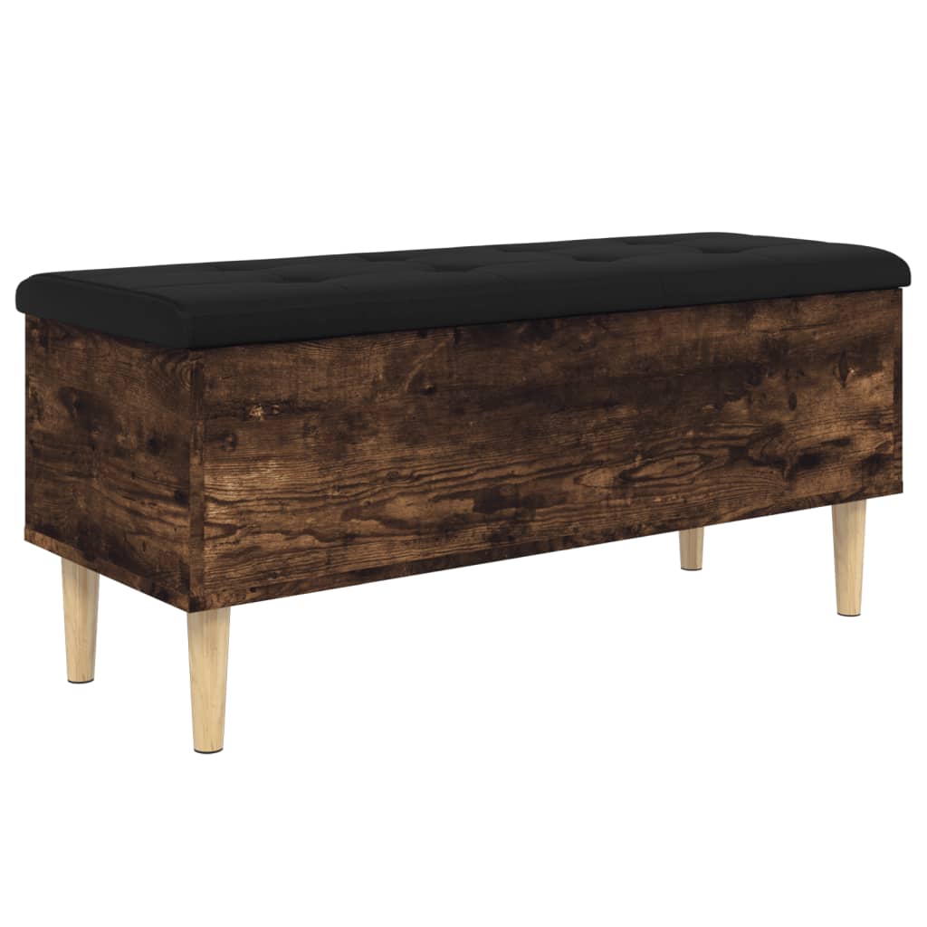 Banc de rangement chêne fumé 102x42x46 cm bois d'ingénierie