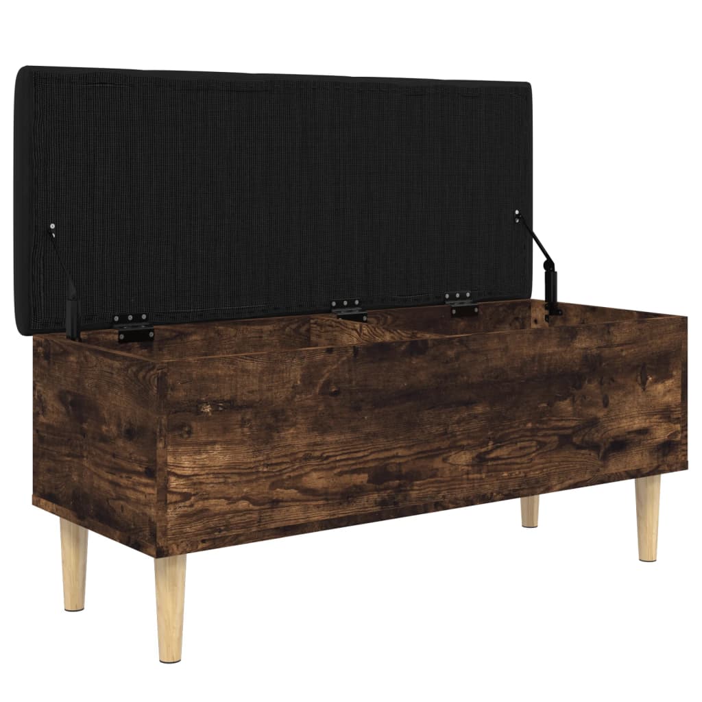 Banc de rangement chêne fumé 102x42x46 cm bois d'ingénierie