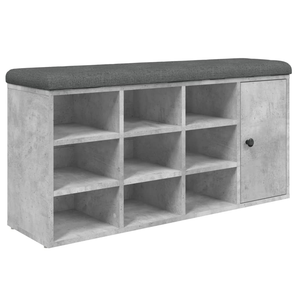 Concrete gray shoe bench 102x32x50 cm engineered wood