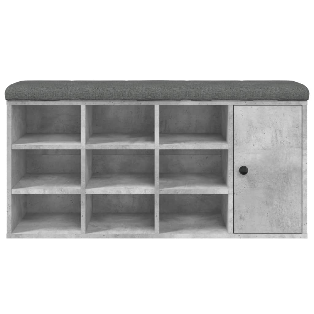 Concrete gray shoe bench 102x32x50 cm engineered wood