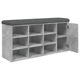 Concrete gray shoe bench 102x32x50 cm engineered wood