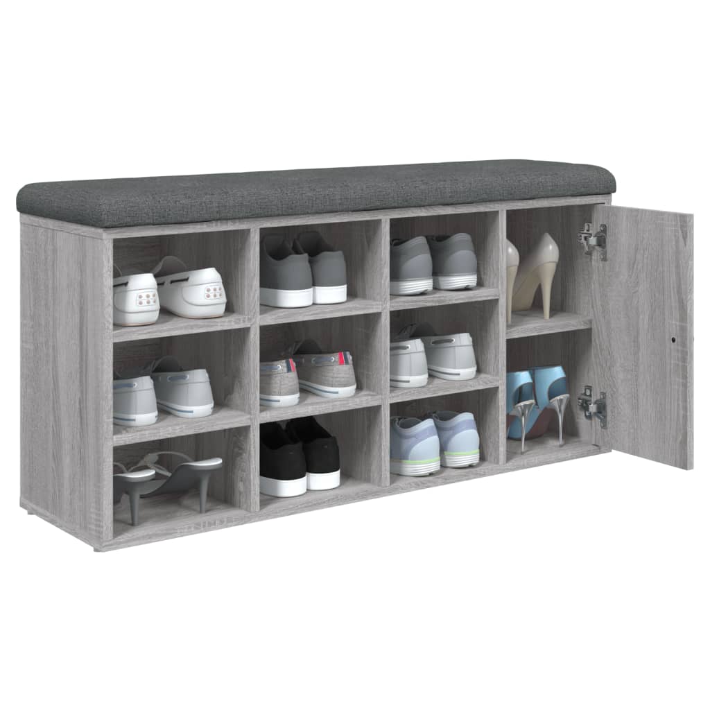 Banc à chaussures sonoma gris 102x32x50 cm bois d'ingénierie