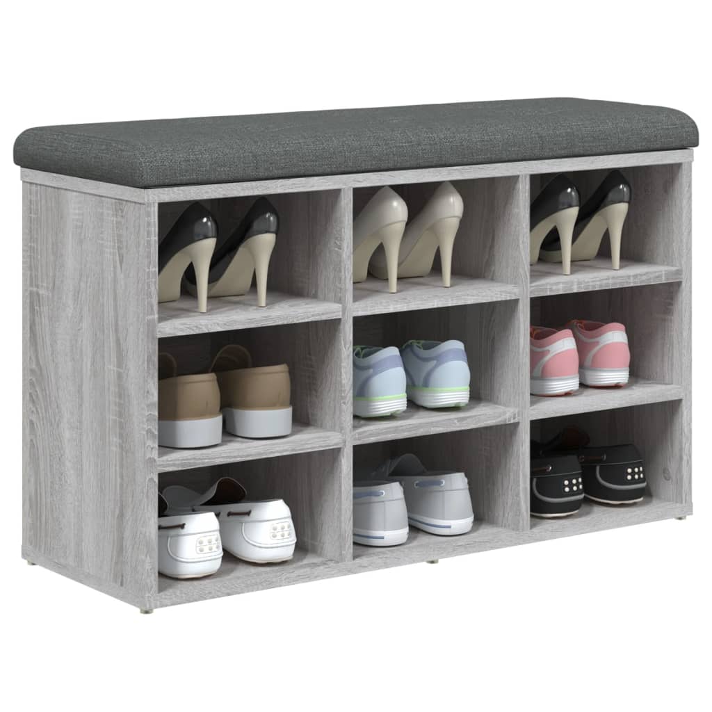 Banc à chaussures sonoma gris 82x32x50 cm bois d'ingénierie