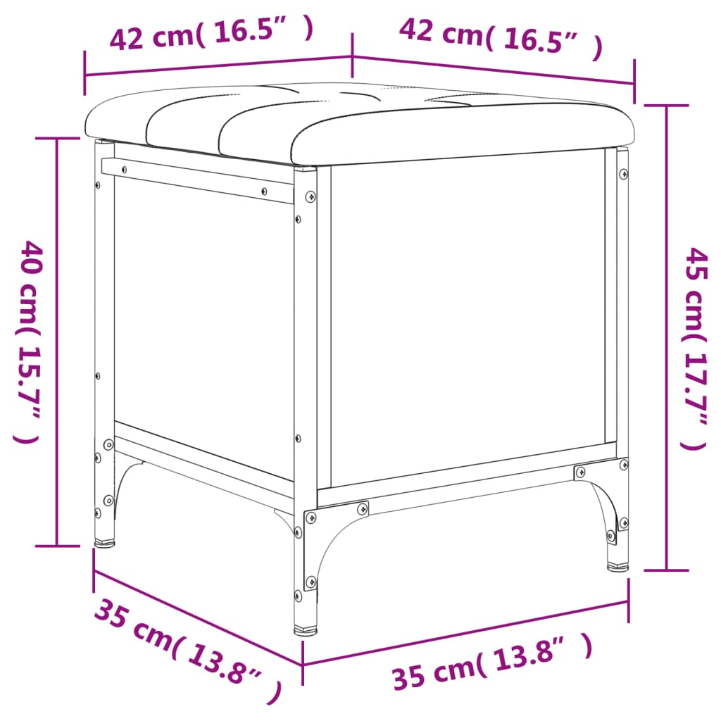 Banc de rangement chêne marron 42x42x45 cm bois d'ingénierie