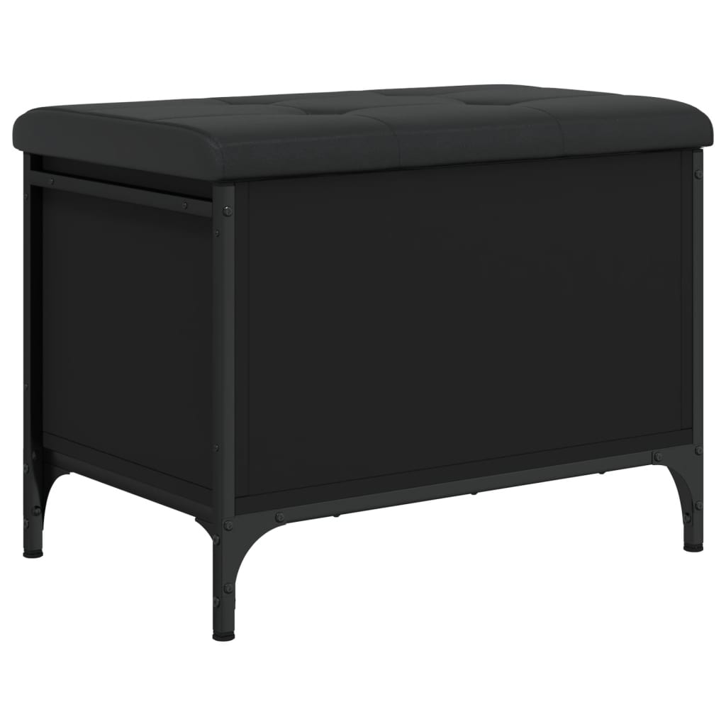 Banc de rangement noir 62x42x45 cm bois d'ingénierie