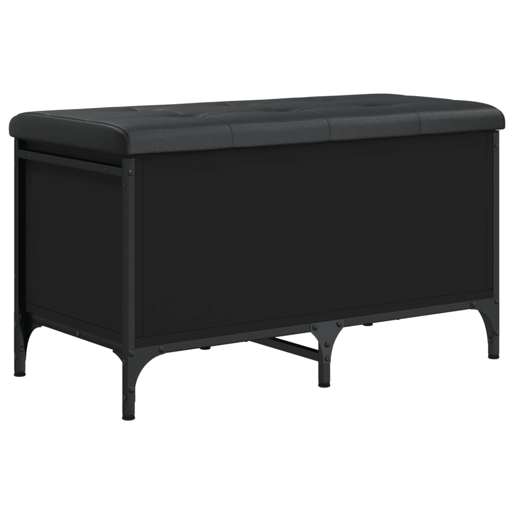 Banc de rangement noir 82x42x45 cm bois d'ingénierie