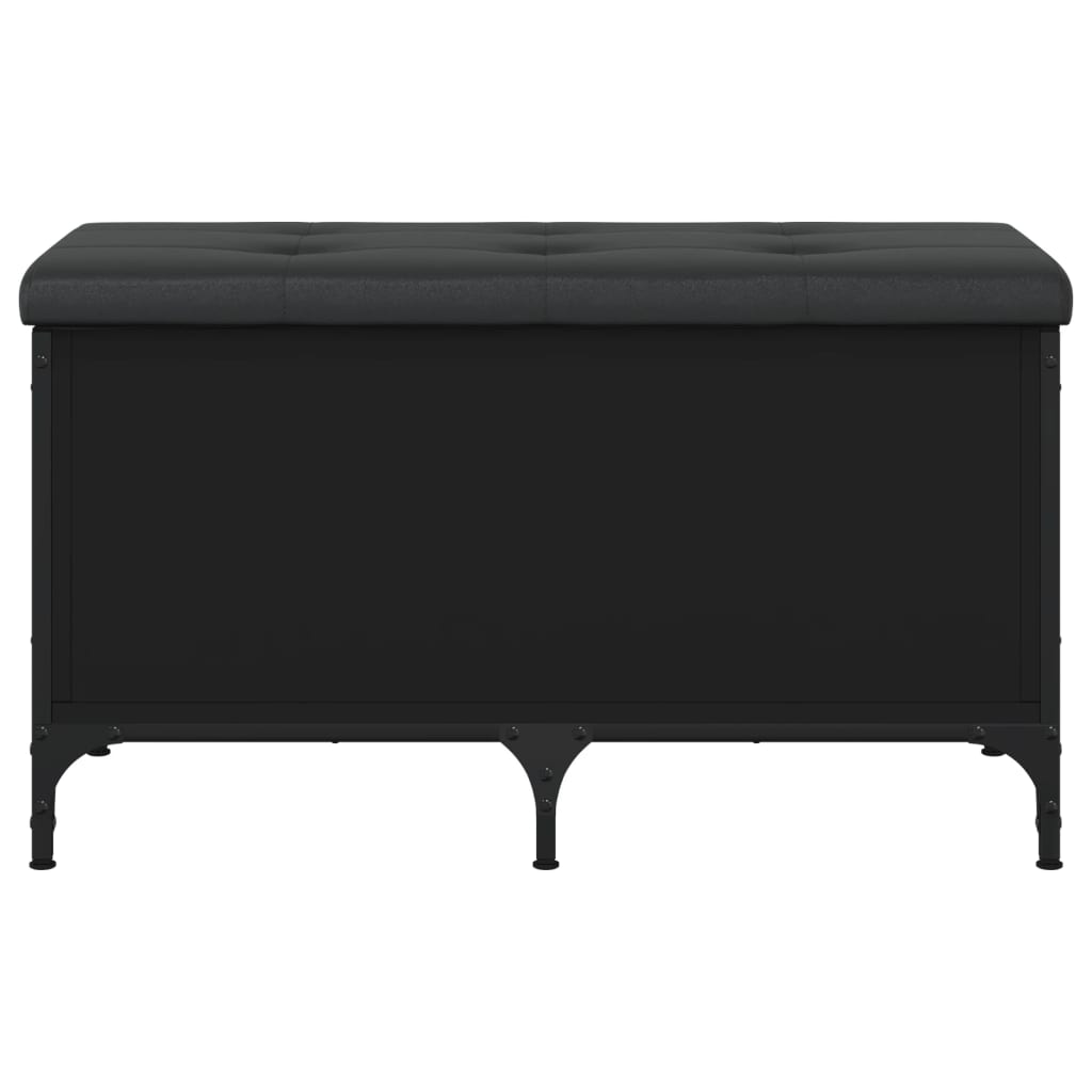 Banc de rangement noir 82x42x45 cm bois d'ingénierie