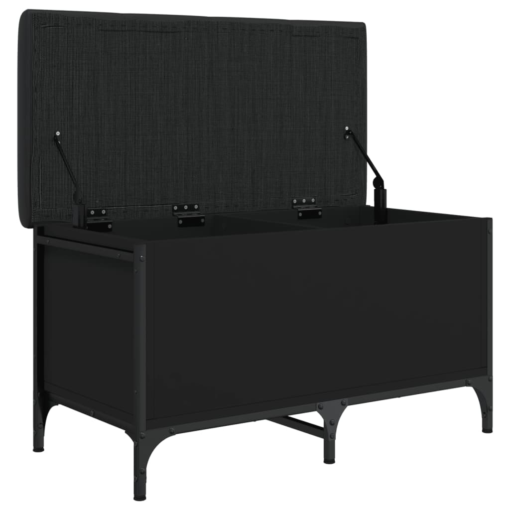 Banc de rangement noir 82x42x45 cm bois d'ingénierie