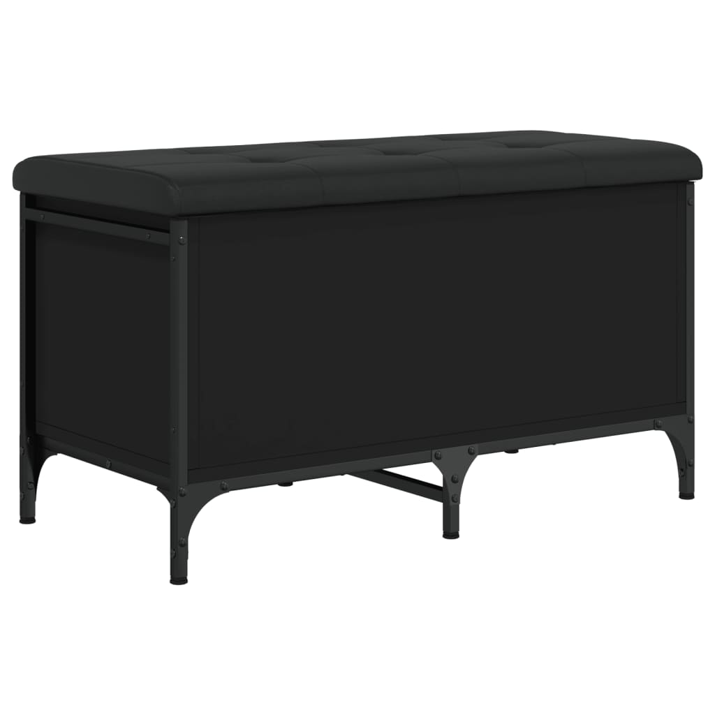 Banc de rangement noir 82x42x45 cm bois d'ingénierie