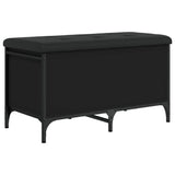 Banc de rangement noir 82x42x45 cm bois d'ingénierie