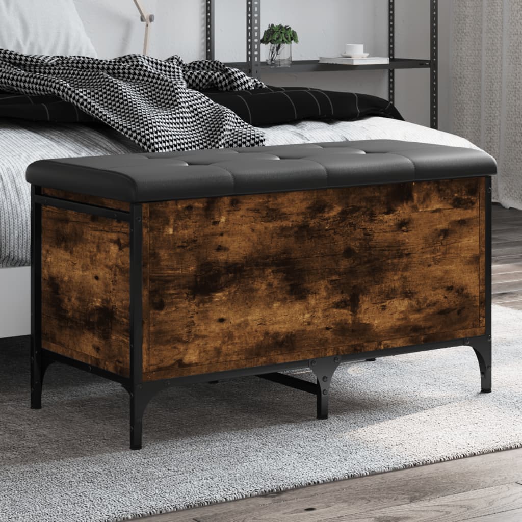 Banc de rangement chêne fumé 82x42x45 cm Bois d'ingénierie