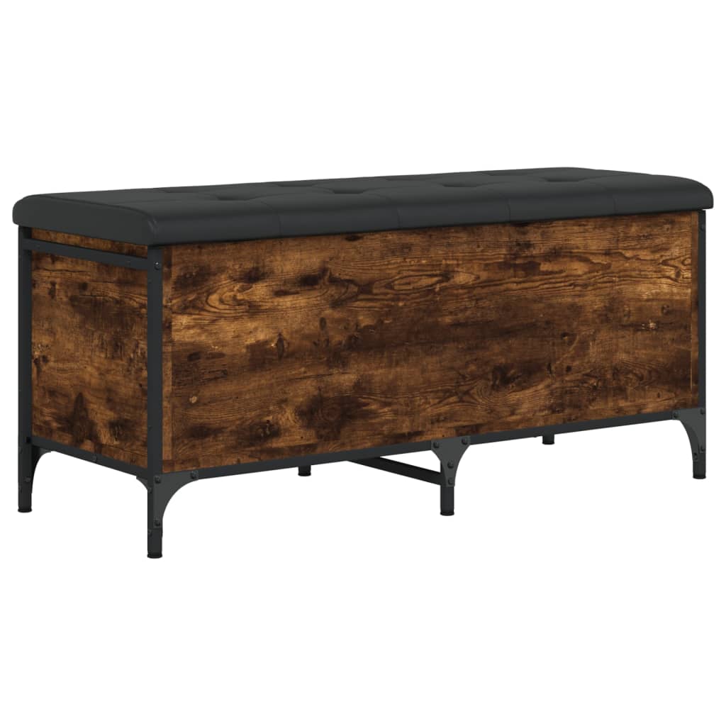 Banc de rangement chêne fumé 102x42x45 cm bois d'ingénierie