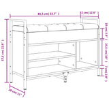 Banc à chaussures chêne fumé 85,5x32x57,5 cm bois d'ingénierie