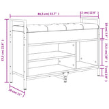 Banc à chaussures sonoma gris 85,5x32x57,5 cm bois d'ingénierie