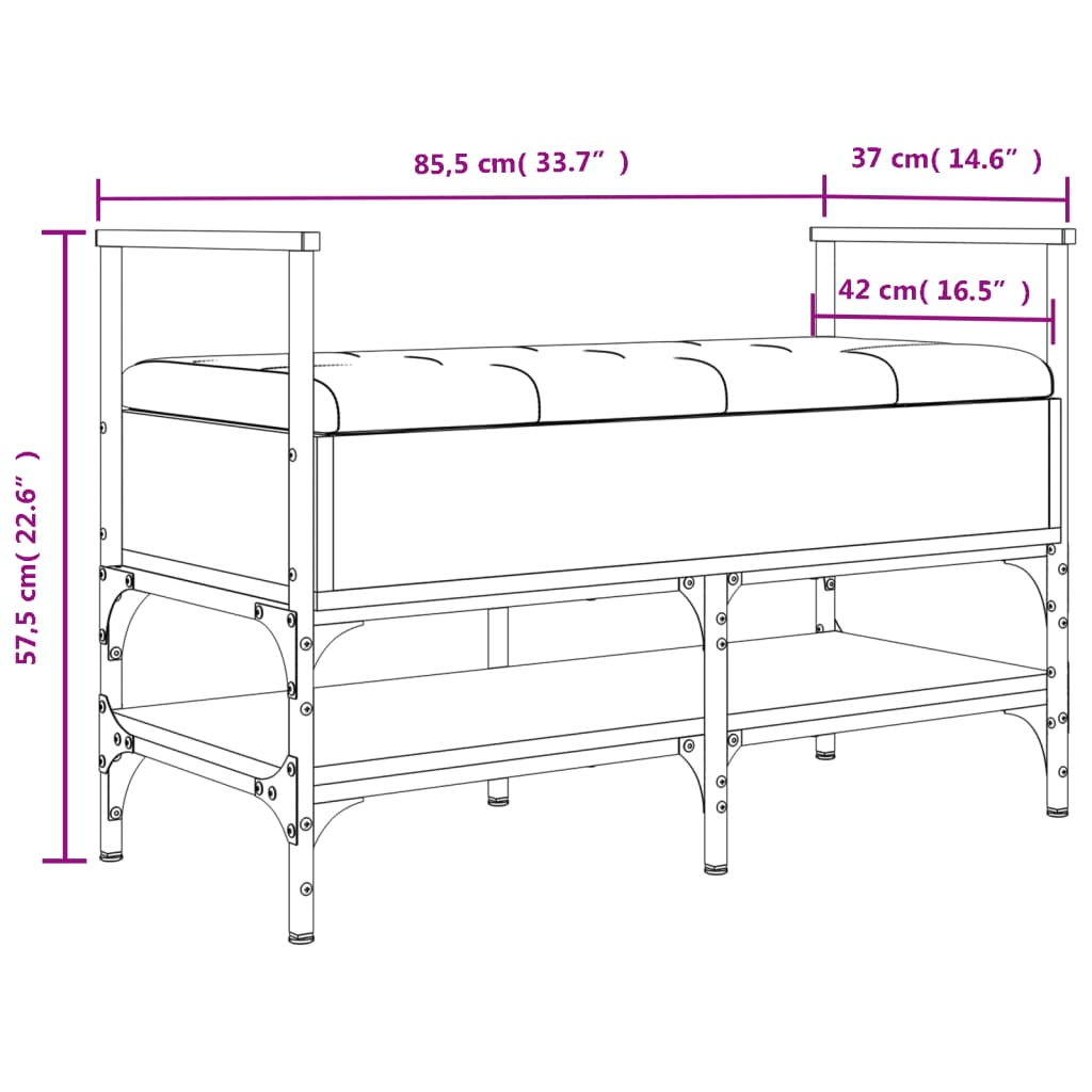 Banc à chaussures chêne sonoma 85,5x42x57,5 cm bois ingénierie