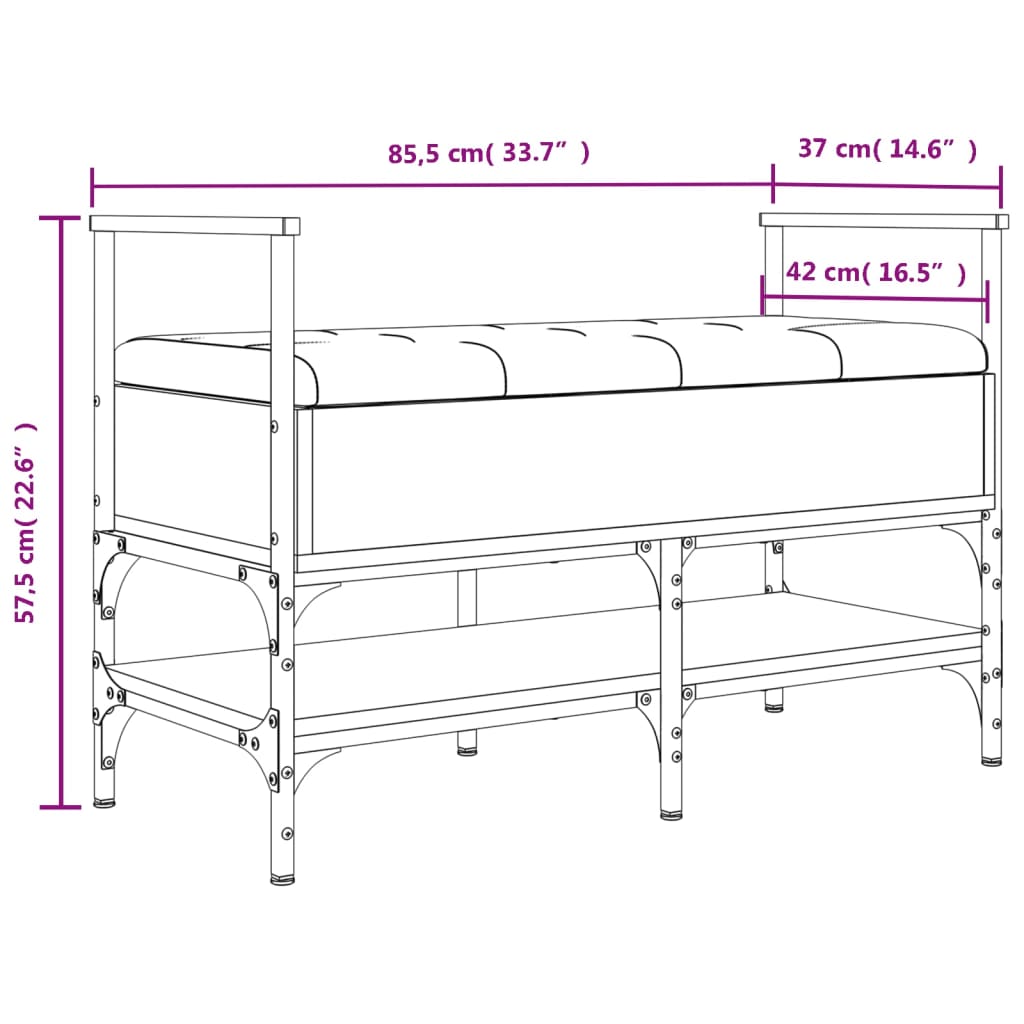 Banc à chaussures sonoma gris 85,5x42x57,5 cm bois d'ingénierie