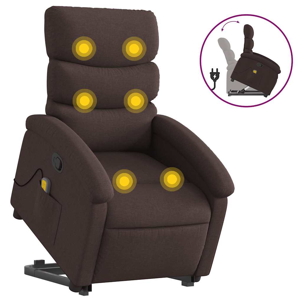 Fauteuil inclinable de massage Marron foncé Tissu