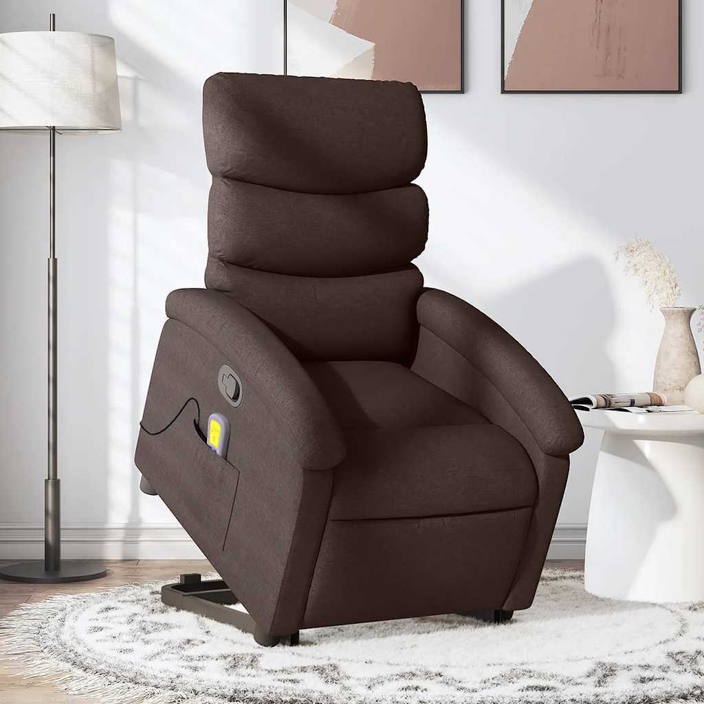 Fauteuil inclinable de massage Marron foncé Tissu