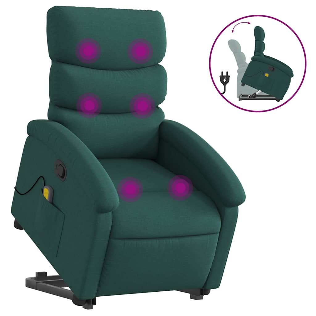 Fauteuil inclinable de massage Vert foncé Tissu