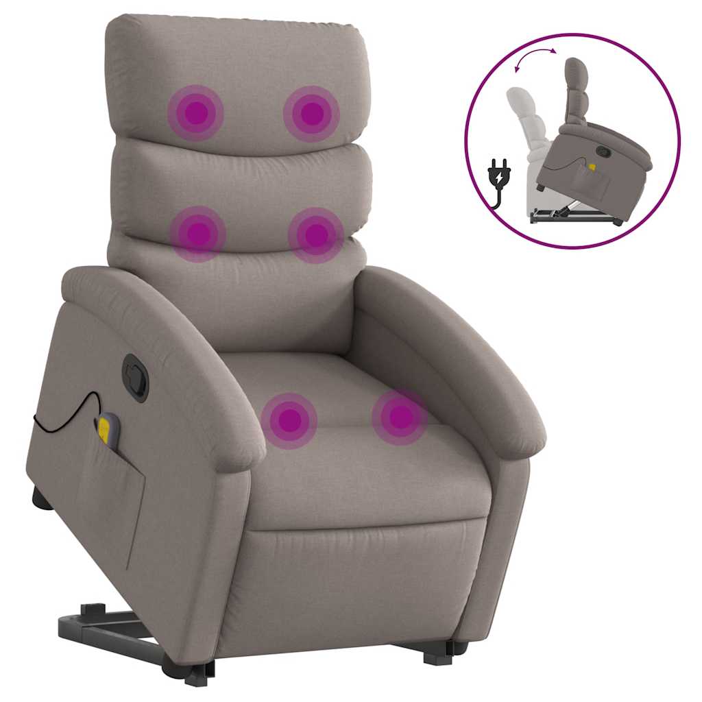 Fauteuil inclinable de massage Taupe Tissu