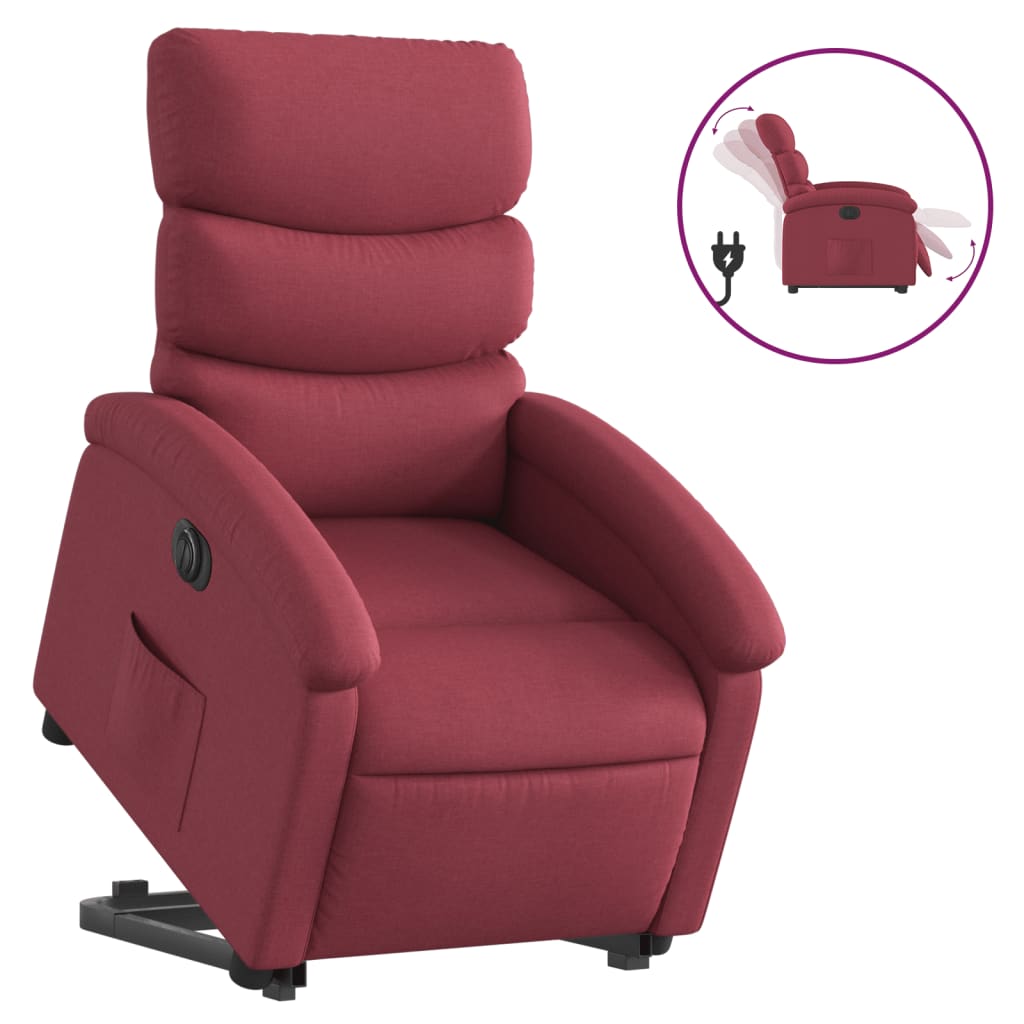 Fauteuil inclinable électrique rouge bordeaux tissu