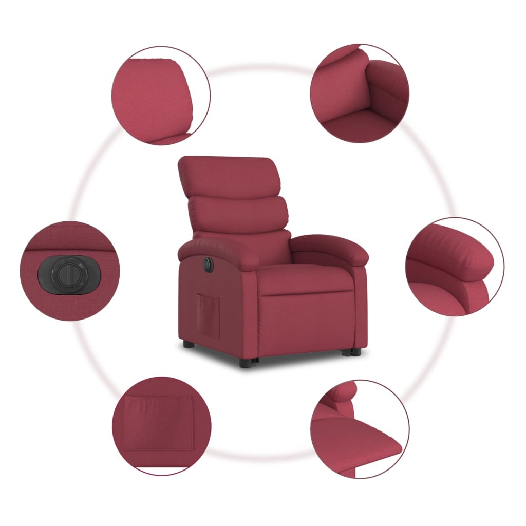 Fauteuil inclinable électrique rouge bordeaux tissu