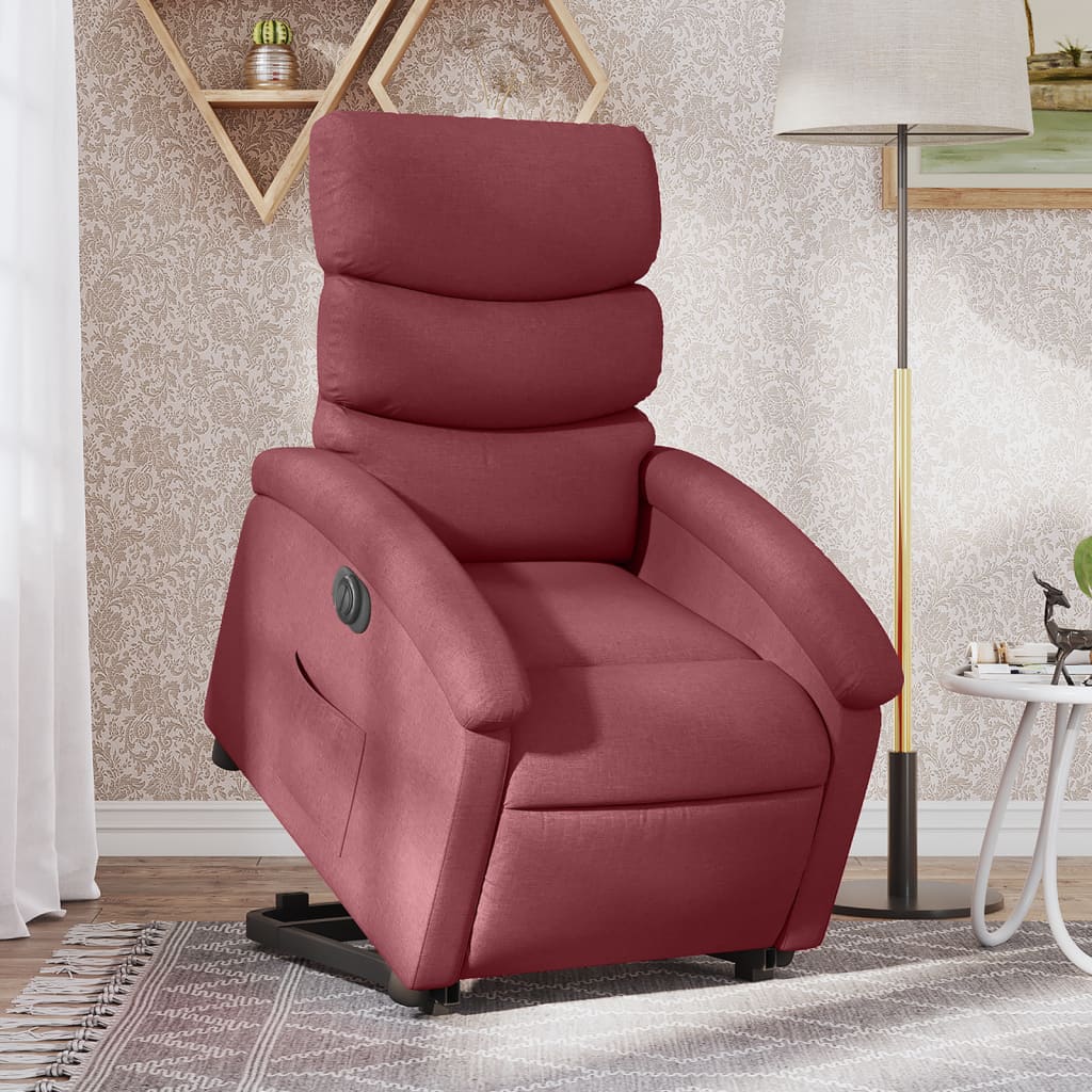 Fauteuil inclinable électrique rouge bordeaux tissu