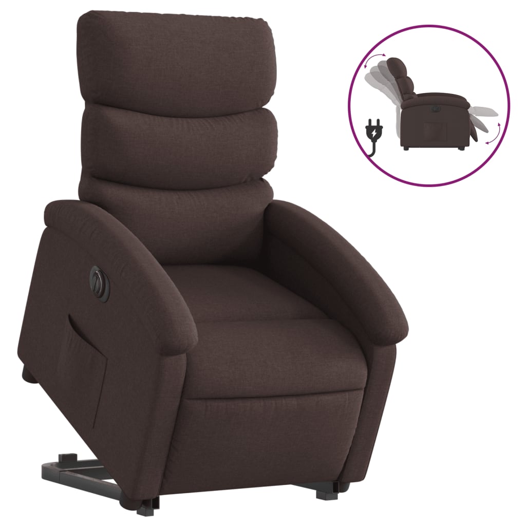 Fauteuil inclinable électrique marron foncé tissu