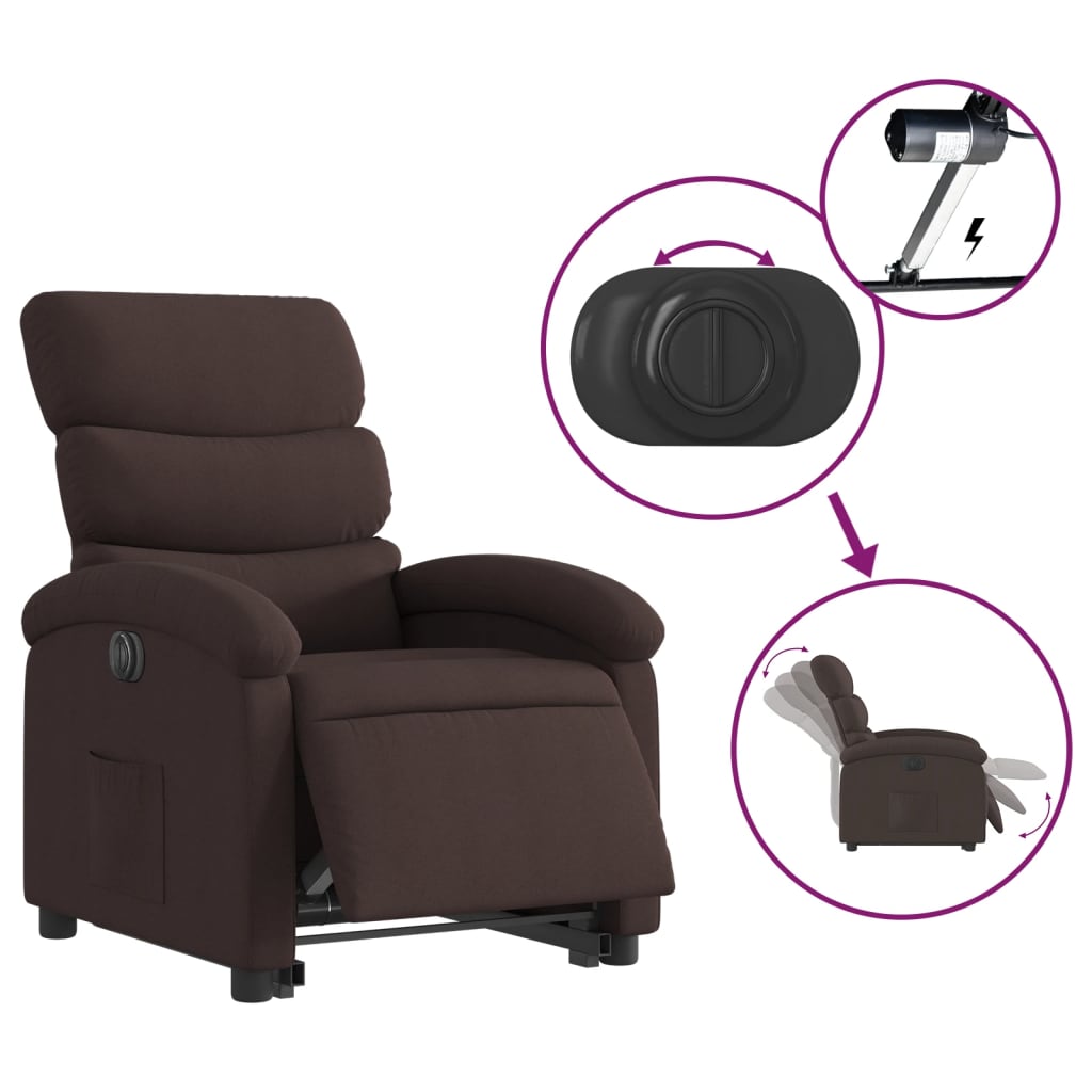 Fauteuil inclinable électrique marron foncé tissu