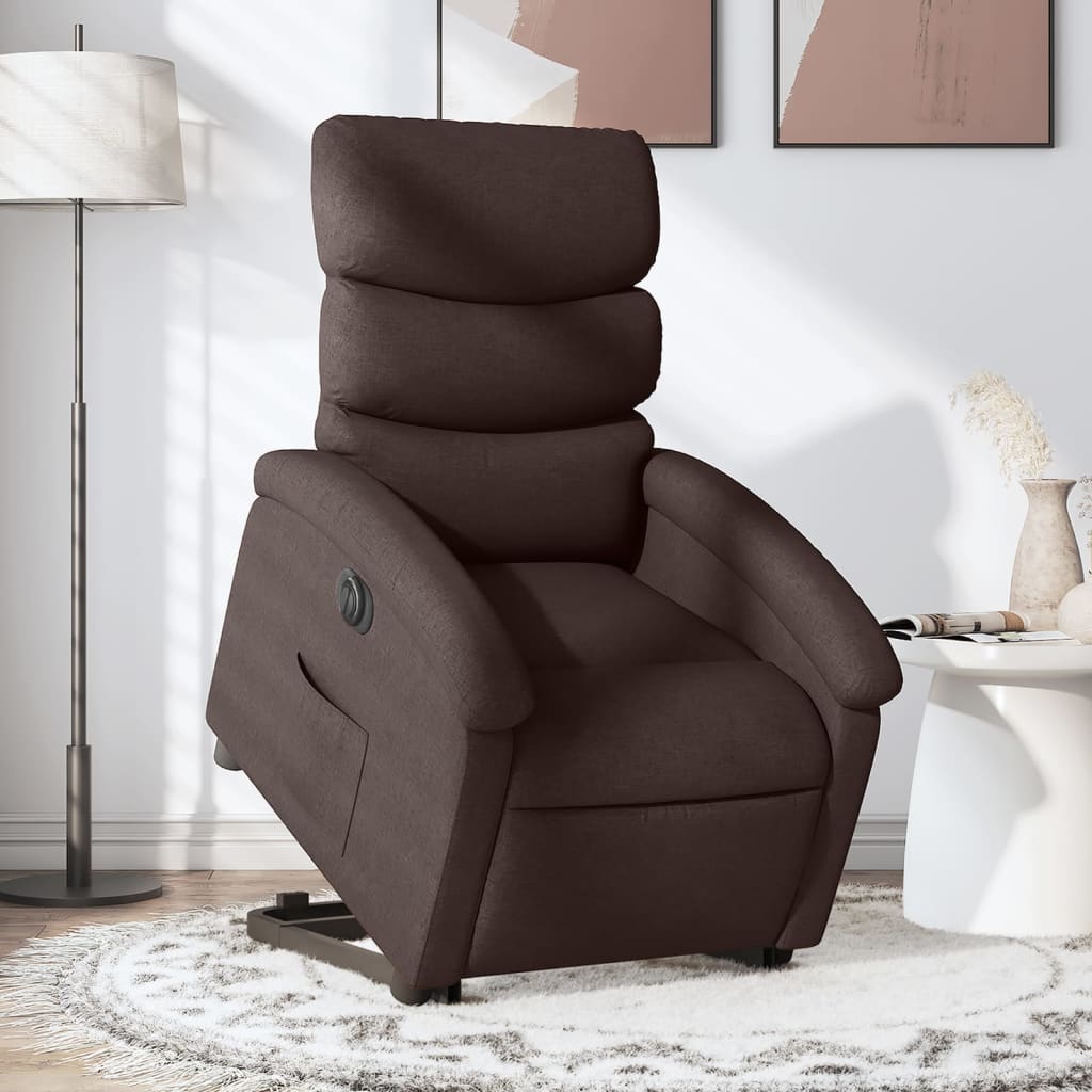 Fauteuil inclinable électrique marron foncé tissu