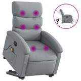 Fauteuil inclinable de massage électrique Gris clair Tissu