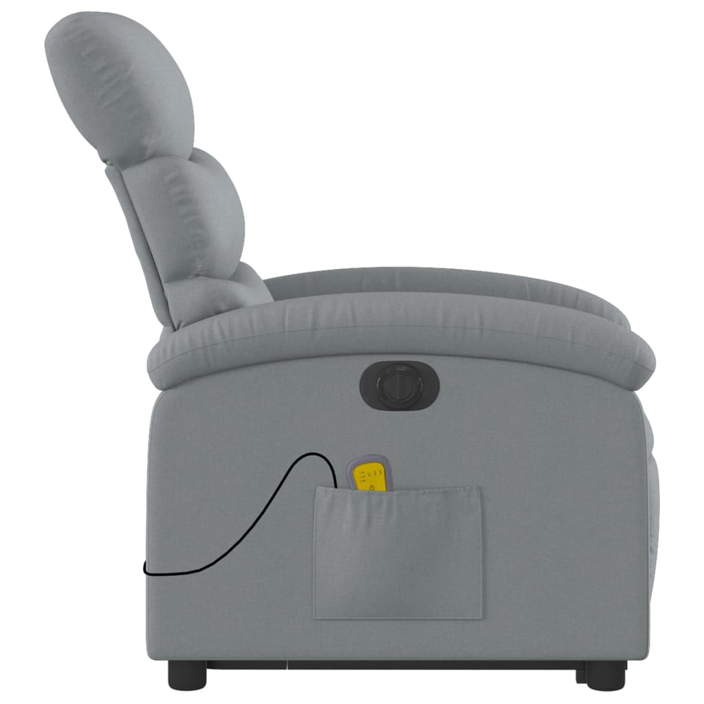 Fauteuil inclinable de massage électrique Gris clair Tissu