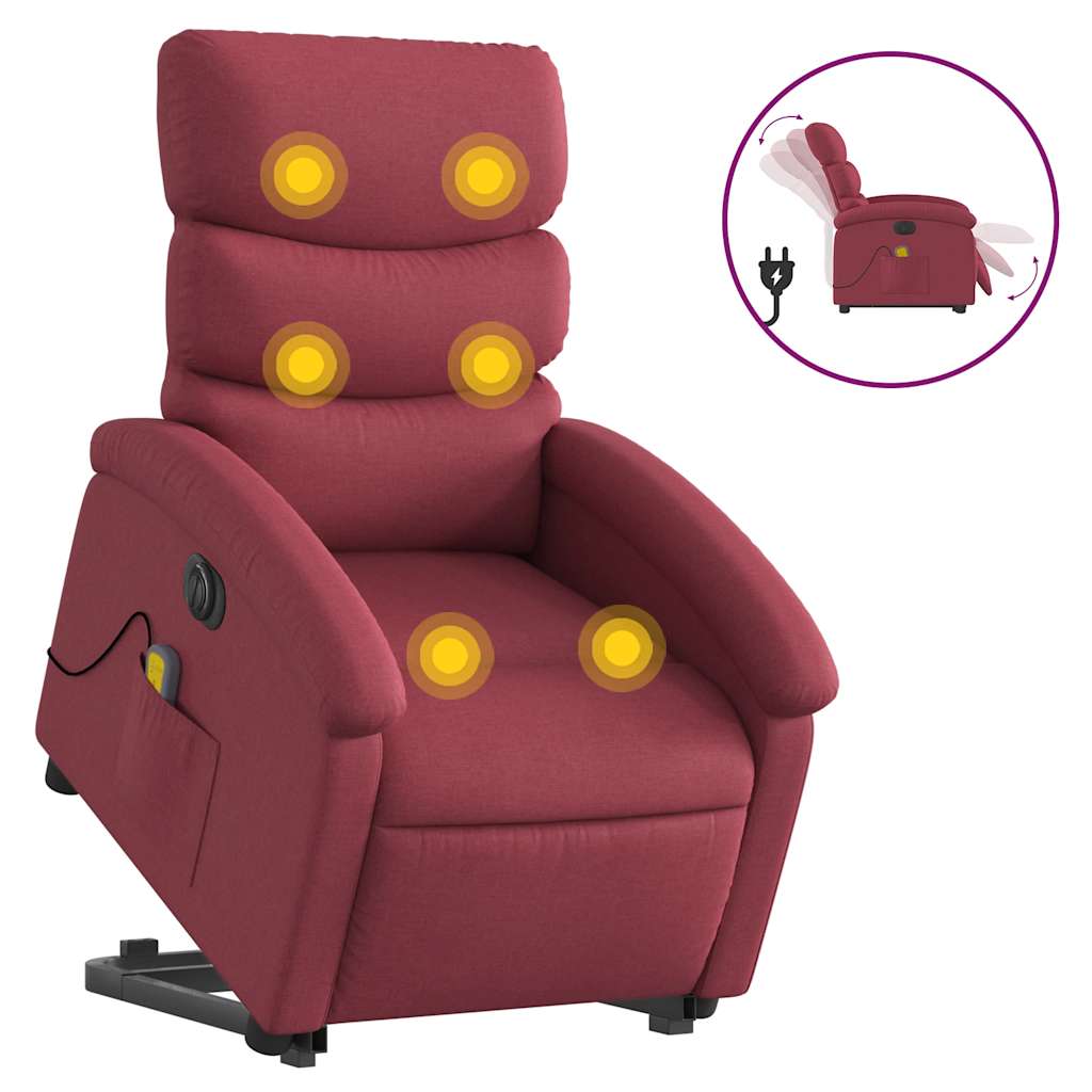 Fauteuil inclinable de massage électrique Rouge bordeaux Tissu