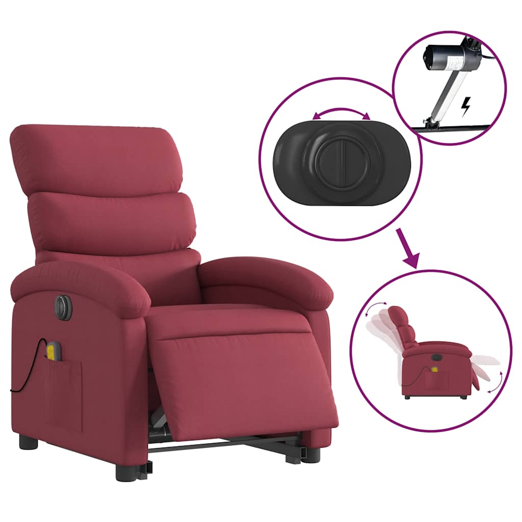 Fauteuil inclinable de massage électrique Rouge bordeaux Tissu