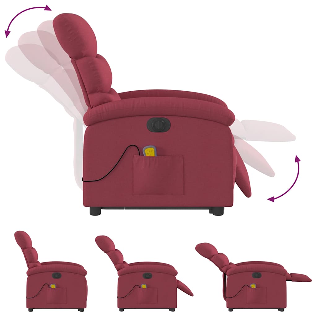 Fauteuil inclinable de massage électrique Rouge bordeaux Tissu