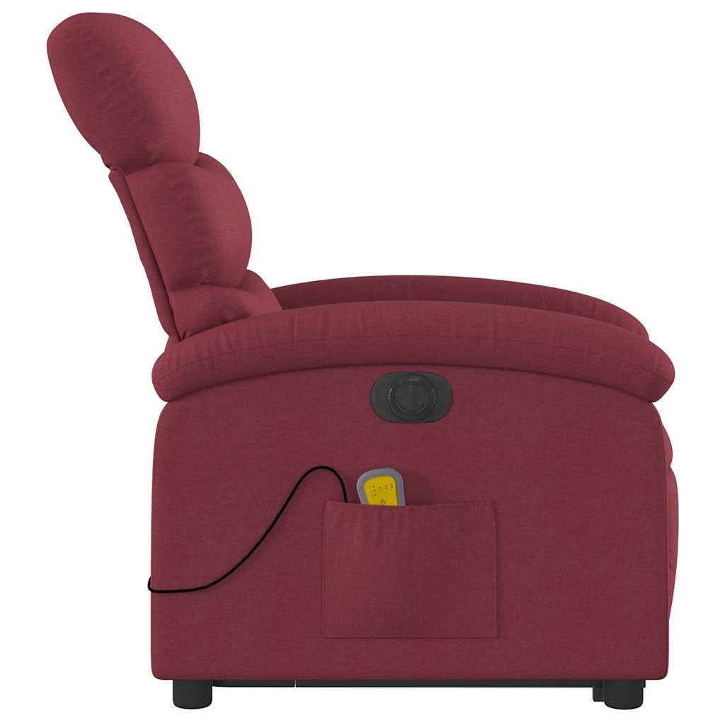 Fauteuil inclinable de massage électrique Rouge bordeaux Tissu