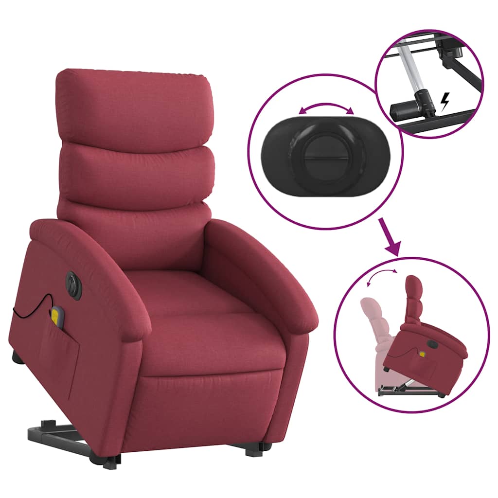 Fauteuil inclinable de massage électrique Rouge bordeaux Tissu