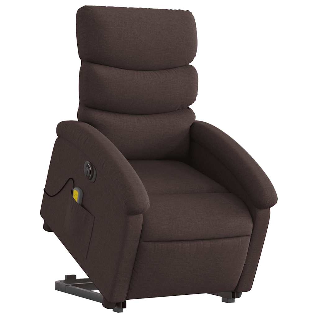 Fauteuil inclinable de massage électrique Marron foncé Tissu