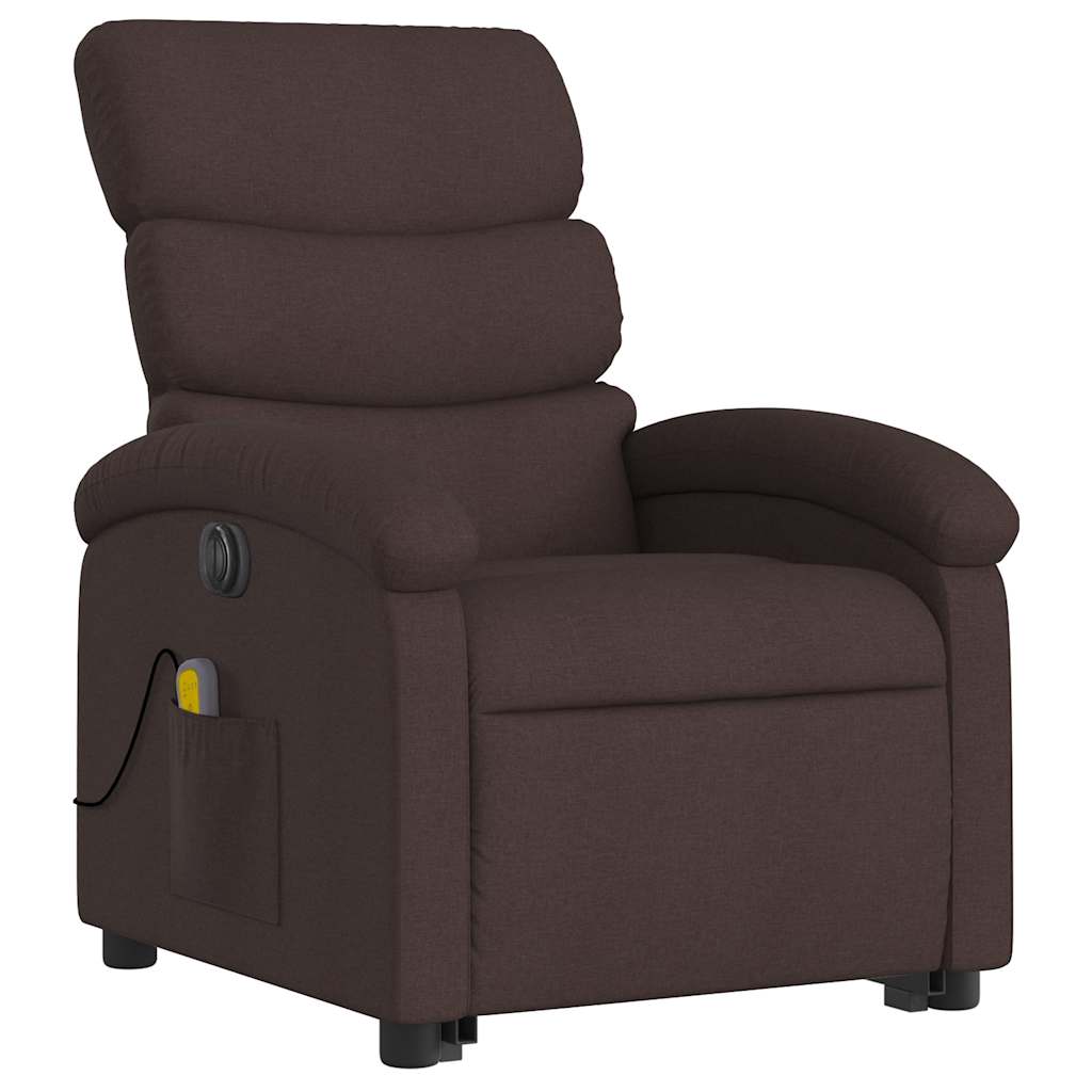 Fauteuil inclinable de massage électrique Marron foncé Tissu