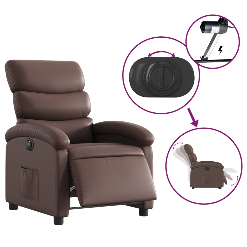 Fauteuil inclinable électrique Marron Similicuir