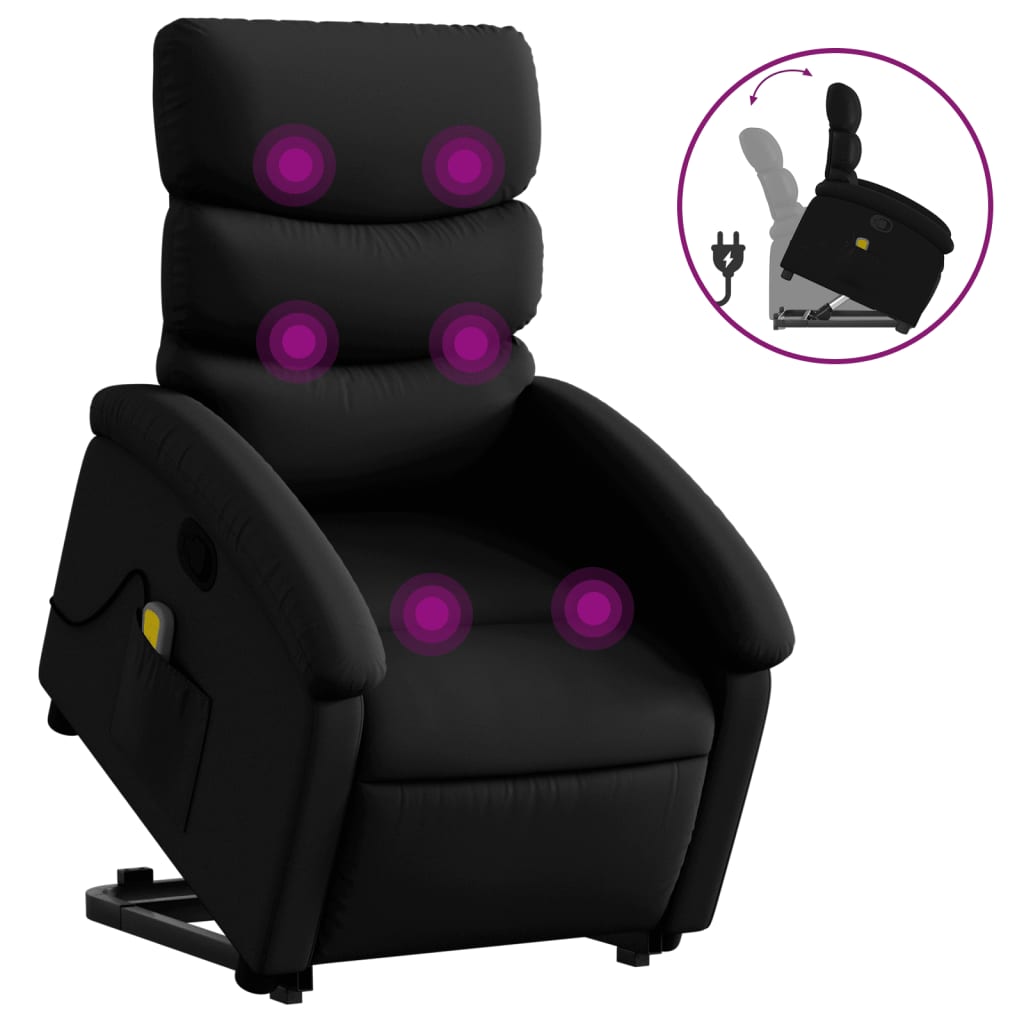 Fauteuil inclinable de massage Noir Similicuir