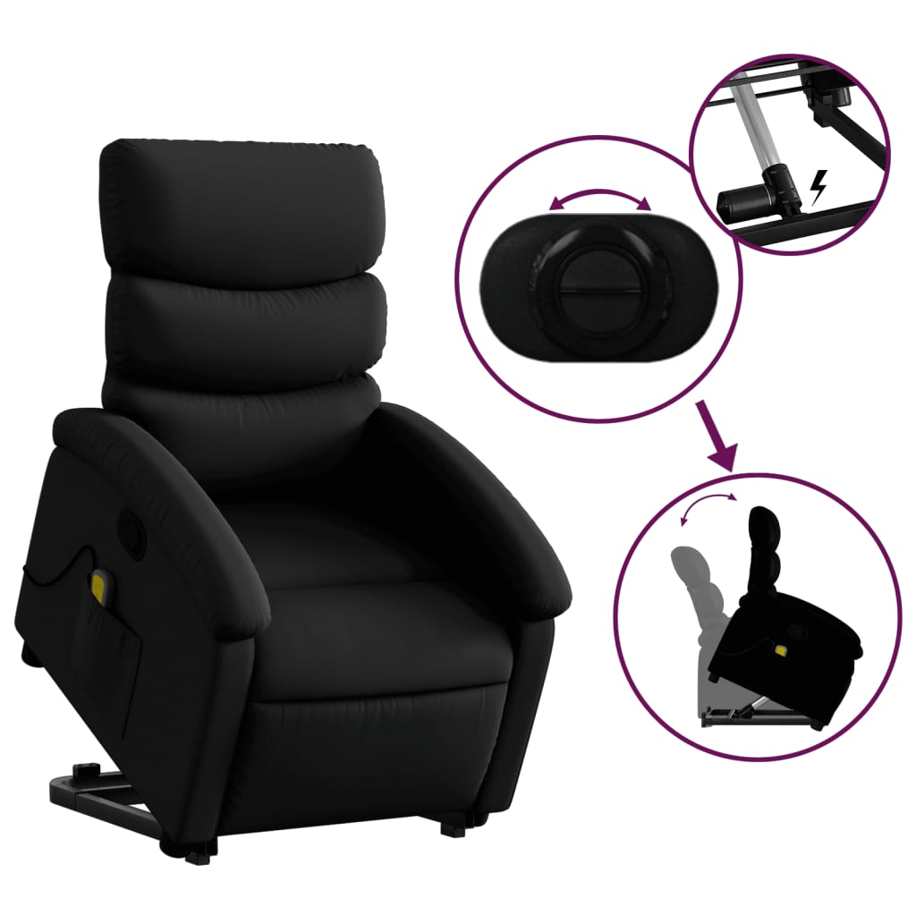 Fauteuil inclinable de massage Noir Similicuir