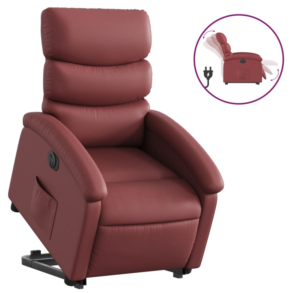 Fauteuil inclinable électrique rouge bordeaux similicuir