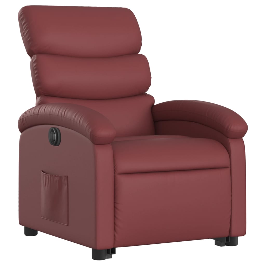 Fauteuil inclinable électrique rouge bordeaux similicuir