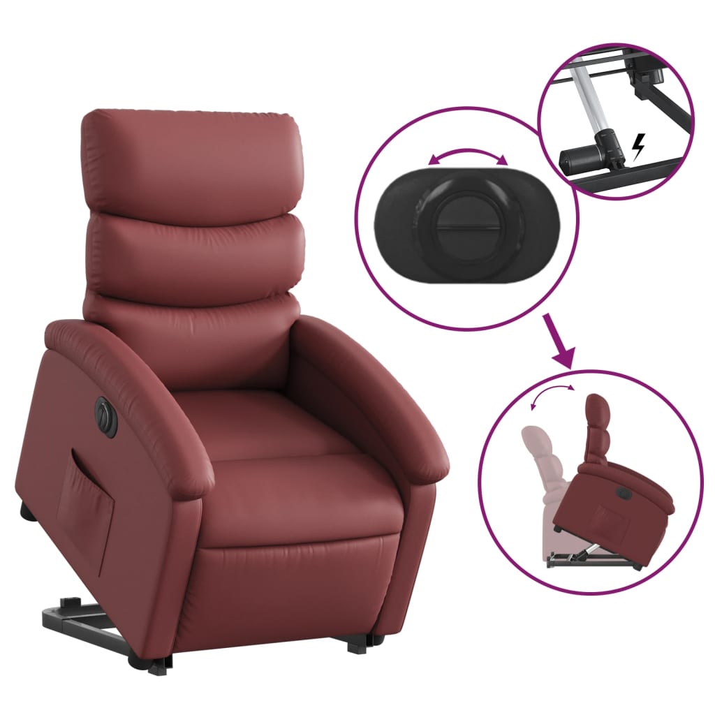 Fauteuil inclinable électrique rouge bordeaux similicuir