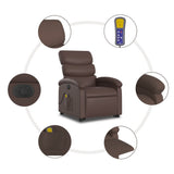 Fauteuil inclinable de massage électrique marron similicuir