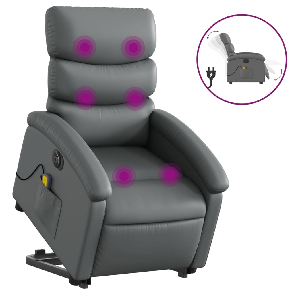 Fauteuil inclinable de massage électrique gris similicuir