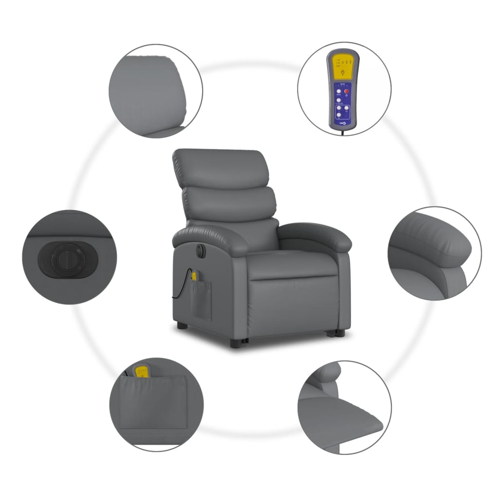 Fauteuil inclinable de massage électrique gris similicuir